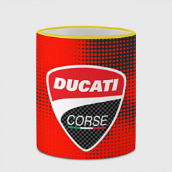 Кружка 3D Ducati Corse logo, цвет: 3D-желтый кант — фото 2