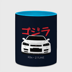 Кружка 3D Skyline R34 Z-Tune, цвет: 3D-белый + небесно-голубой — фото 2