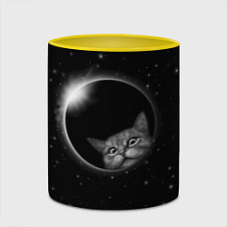 Кружка 3D Кот в Космосе, цвет: 3D-белый + желтый — фото 2
