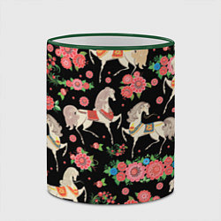 Кружка 3D Лошади и цветы, цвет: 3D-зеленый кант — фото 2