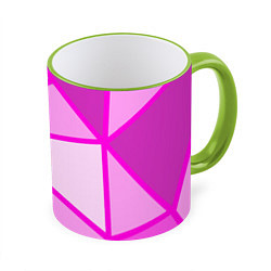 Кружка 3D Осколки розового стекла, цвет: 3D-светло-зеленый кант