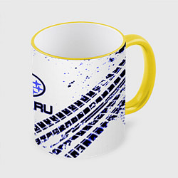Кружка 3D SUBARU, цвет: 3D-желтый кант