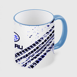 Кружка 3D SUBARU, цвет: 3D-небесно-голубой кант