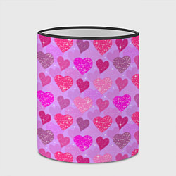 Кружка 3D Розовые сердечки, цвет: 3D-черный кант — фото 2