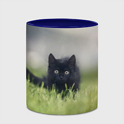 Кружка 3D Черный кот на лугу, цвет: 3D-белый + синий — фото 2