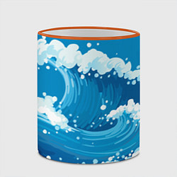 Кружка 3D Волны, цвет: 3D-оранжевый кант — фото 2