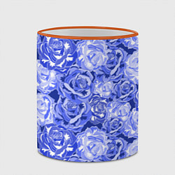 Кружка 3D Голубые и синие розы, цвет: 3D-оранжевый кант — фото 2