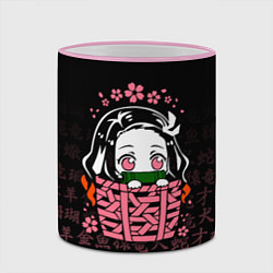 Кружка 3D NEZUKO НЕЗУКО ИЕРОГЛИФЫ DEMON SLAYER, цвет: 3D-розовый кант — фото 2