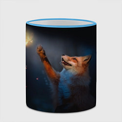 Кружка 3D Лиса и огонек, цвет: 3D-небесно-голубой кант — фото 2