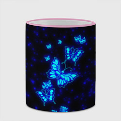 Кружка 3D Неоновые бабочки, цвет: 3D-розовый кант — фото 2