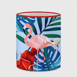 Кружка 3D Фламинго в папоротнике, цвет: 3D-красный кант — фото 2