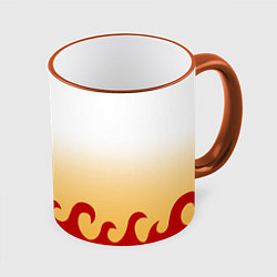 Кружка 3D ШИНДЖУРО РЕНГОКУ KNY, цвет: 3D-оранжевый кант