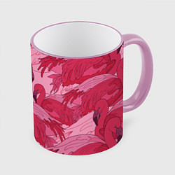 Кружка 3D Розовые фламинго, цвет: 3D-розовый кант