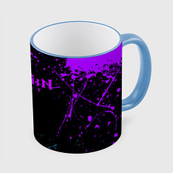 Кружка 3D GENSHIN IMPACT NEON LOGO, цвет: 3D-небесно-голубой кант