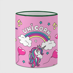Кружка 3D Единорог Радужный, цвет: 3D-зеленый кант — фото 2