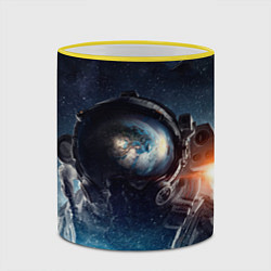 Кружка 3D Космонавт, цвет: 3D-желтый кант — фото 2