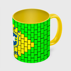 Кружка 3D Сборная Бразилии, цвет: 3D-белый + желтый