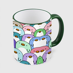 Кружка 3D Пингвины, цвет: 3D-зеленый кант