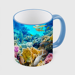 Кружка 3D Риф, цвет: 3D-небесно-голубой кант
