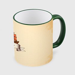 Кружка 3D Корабль Ship, цвет: 3D-зеленый кант