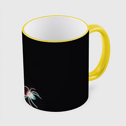 Кружка 3D ПАУКИ ГЛИТЧ GLITCH SPIDERS, цвет: 3D-желтый кант