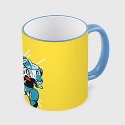 Кружка 3D Cuphead bros, цвет: 3D-небесно-голубой кант