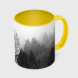 Кружка 3D ВЕЛЕС туманный лес, цвет: 3D-белый + желтый