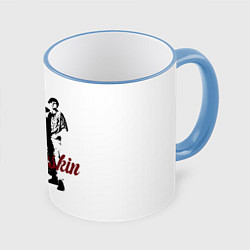 Кружка 3D Maneskin, цвет: 3D-небесно-голубой кант