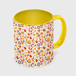 Кружка 3D Масленица, цвет: 3D-белый + желтый