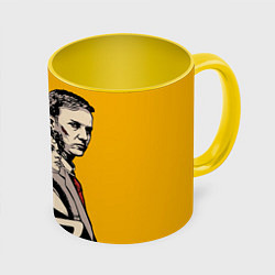 Кружка 3D Бойцовский Клуб Три личности, цвет: 3D-белый + желтый