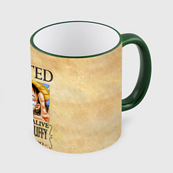 Кружка 3D Манки Д Луффи в розыске One Piece, цвет: 3D-зеленый кант
