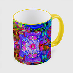 Кружка 3D Психоделика Абстракция, цвет: 3D-желтый кант