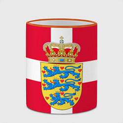 Кружка 3D Дания Герб и флаг Дании, цвет: 3D-оранжевый кант — фото 2