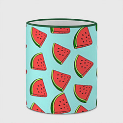 Кружка 3D Дольки арбузов, цвет: 3D-зеленый кант — фото 2