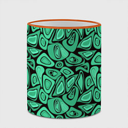 Кружка 3D Зеленый абстрактный узор, цвет: 3D-оранжевый кант — фото 2