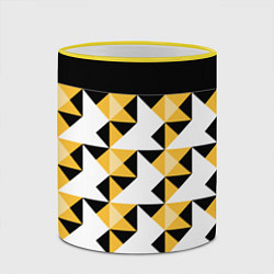 Кружка 3D Черно-желтый геометрический, цвет: 3D-желтый кант — фото 2