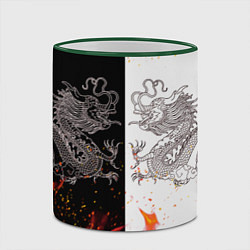Кружка 3D Драконы Черный и Белый Огонь, цвет: 3D-зеленый кант — фото 2