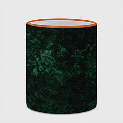 Кружка 3D Темно-зеленый мраморный узор, цвет: 3D-оранжевый кант — фото 2