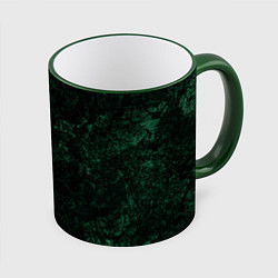 Кружка 3D Темно-зеленый мраморный узор, цвет: 3D-зеленый кант