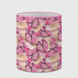 Кружка 3D Розовый тропический узор, цвет: 3D-розовый кант — фото 2