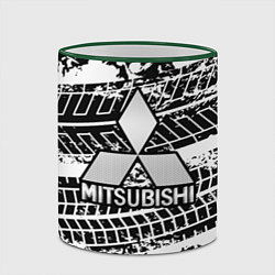 Кружка 3D MITSUBISHI СЛЕДЫ ШИН, цвет: 3D-зеленый кант — фото 2