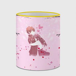 Кружка 3D Аниме Объятия Любовь Пара, цвет: 3D-желтый кант — фото 2