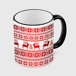 Кружка 3D Зимний лес, цвет: 3D-черный кант