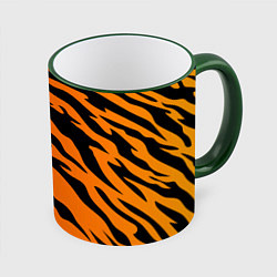 Кружка 3D Шкура тигра, цвет: 3D-зеленый кант