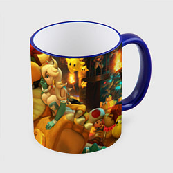 Кружка 3D Bowser and princesses in the dungeon, цвет: 3D-синий кант