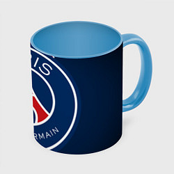 Кружка 3D Paris Saint-Germain PSG, цвет: 3D-белый + небесно-голубой