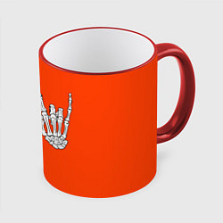 Кружка 3D Ладошки скелета, цвет: 3D-красный кант