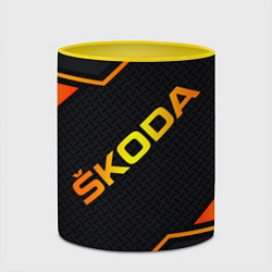 Кружка 3D Skoda Gold Шкода, цвет: 3D-белый + желтый — фото 2