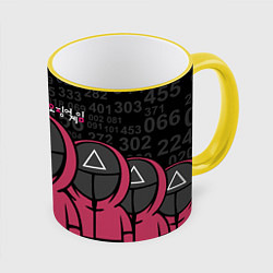 Кружка 3D SQUID GAME: ФИГУРКИ СТРАЖЕЙ, цвет: 3D-желтый кант