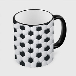Кружка 3D Текстура футбольного мяча, цвет: 3D-черный кант